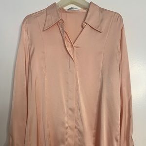 Saint Pierre Peach Silk Blouse New With Tags